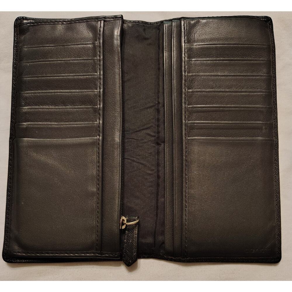 Vintage Coach Wallet Slim Bifold Black Cross-grain Leather Classic Men's Women's - Picture 14 of 15